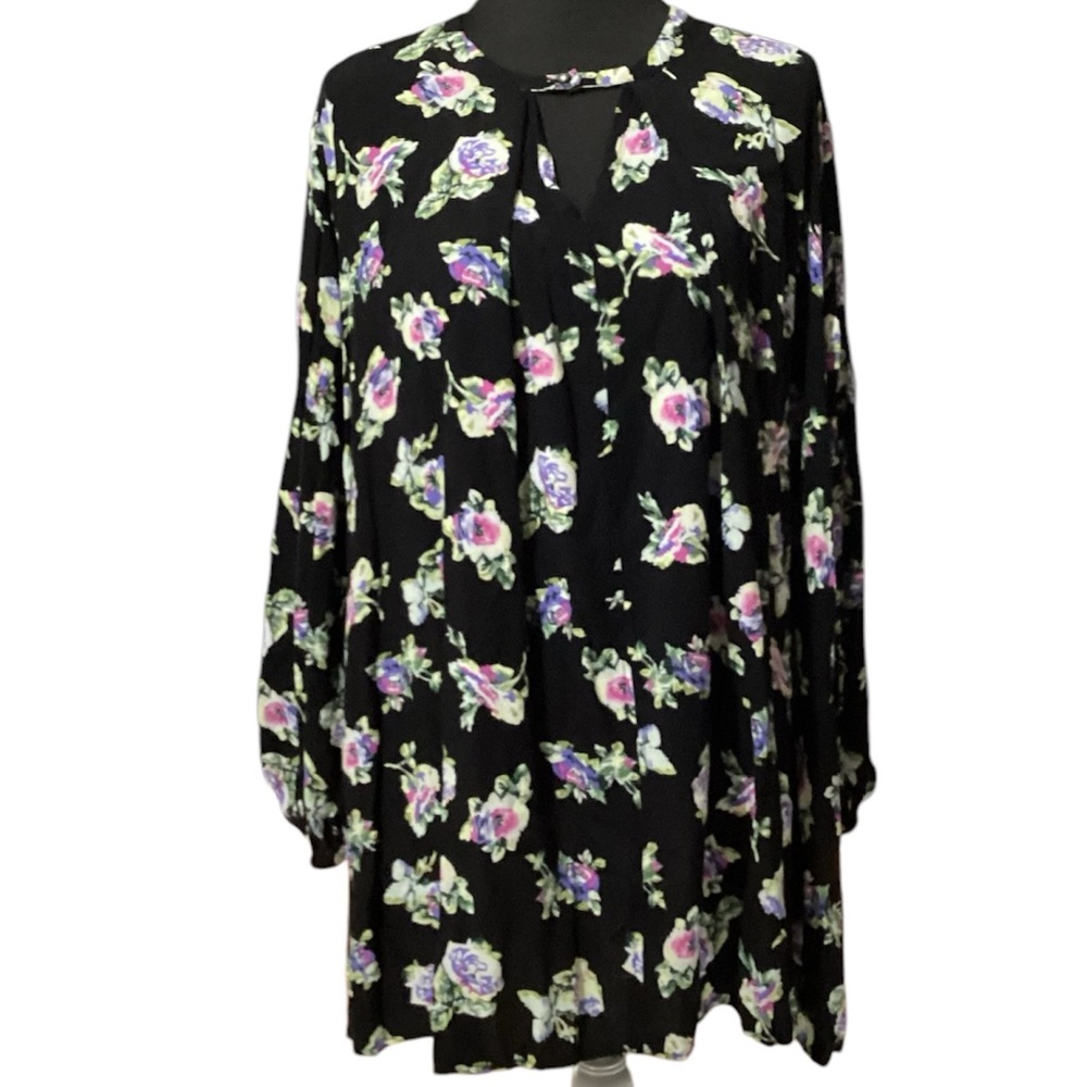 Umgee floral print tunic/dress with balloon sleeves Size L